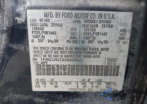 2003 Ford Escape Limited from USA, damaged, VIN 1FMCU94133KA08431